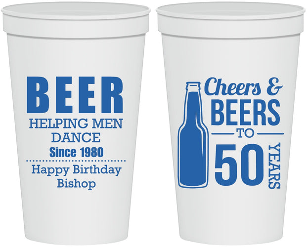 Personalized Birthday 22 oz Stadium Cups - Cheers Beers To 50 Years | 20160