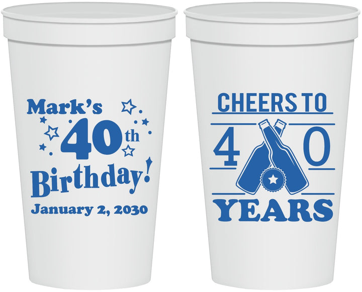 Personalized Birthday 22 oz Stadium Cups - Cheers To 40 Years | 20162