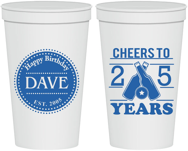 Personalized Birthday 22 oz Stadium Cups - Cheers To 25 Years | 20164