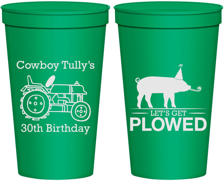 Personalized Birthday 22 oz Stadium Cups - 30th Get Plowed | 20166