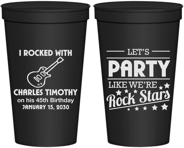 Personalized Birthday 22 oz Stadium Cups - 45th Rock Star | 20176