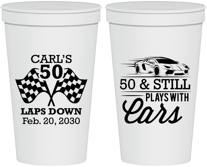 Personalized Birthday 22 oz Stadium Cups - 50th Race Car | 20187