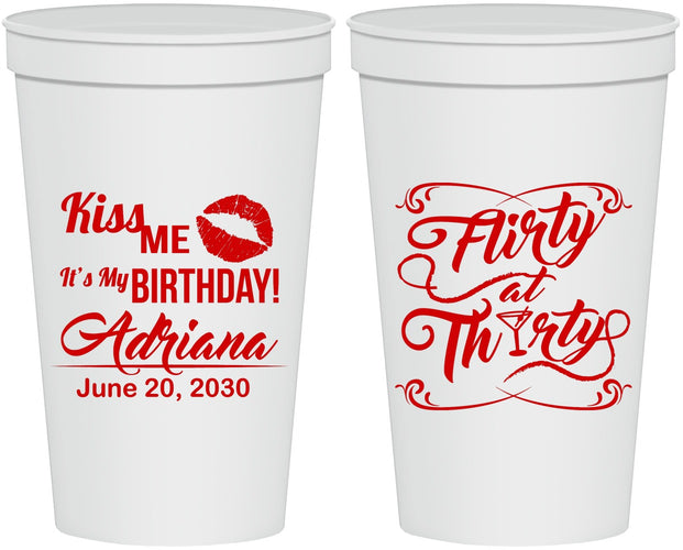 Personalized Birthday 22 oz Stadium Cups - 30th Flirty At Thirty | 20190