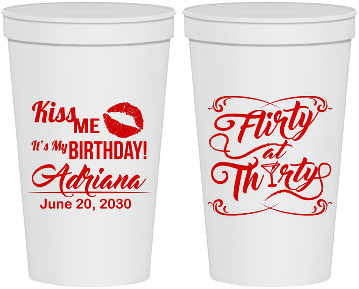 Personalized Birthday 22 oz Stadium Cups - 30th Flirty At Thirty | 20190