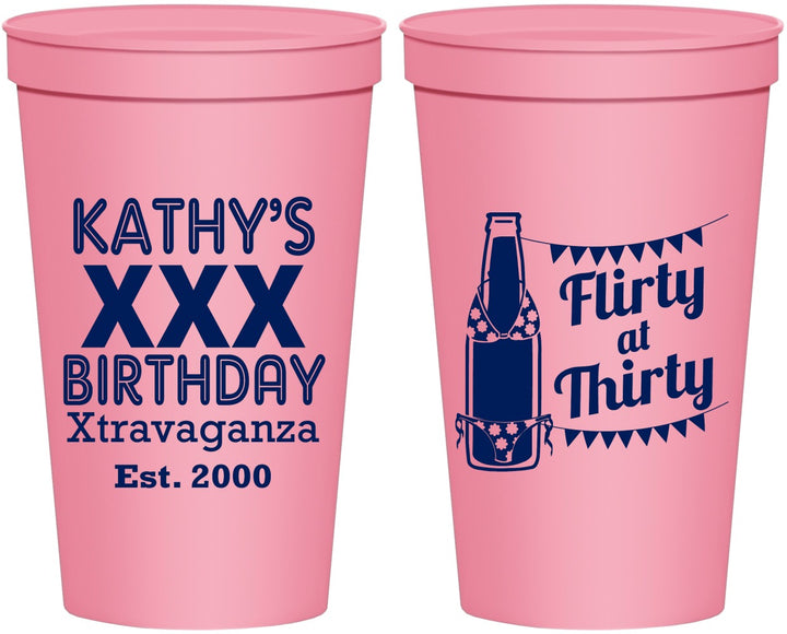 Personalized Birthday 22 oz Stadium Cups - 30th Flirty At Thirty | 20191