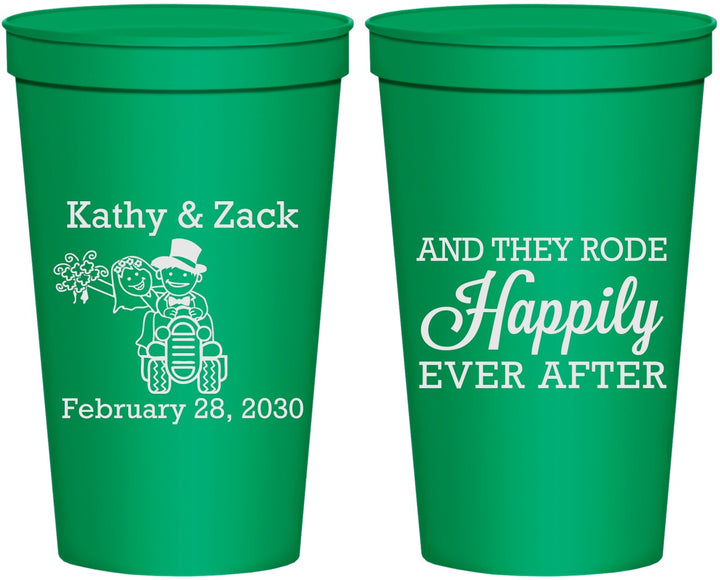 Personalized Wedding 22 oz Stadium Cups - Happily Ever After Tractor | 202