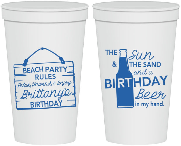 Personalized Birthday 22 oz Stadium Cups - Beach | 20200