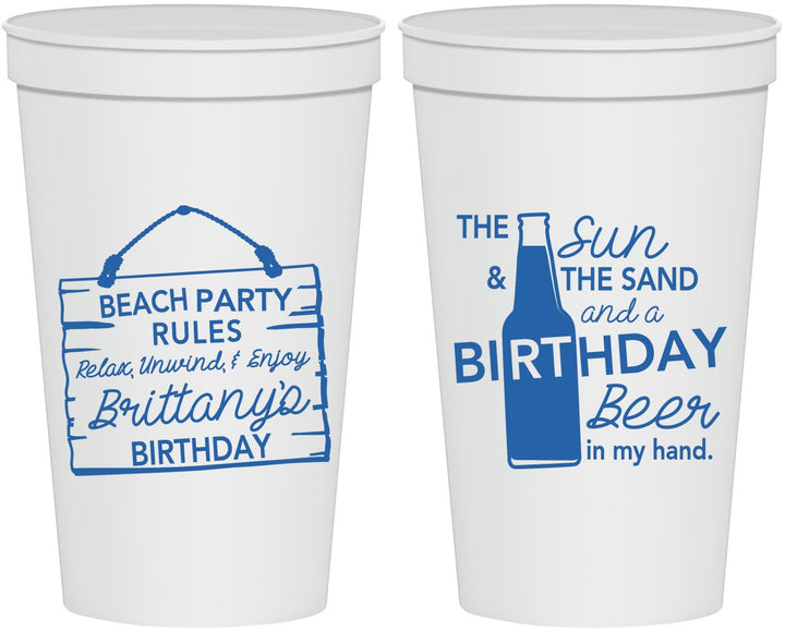 Personalized Birthday 22 oz Stadium Cups - Beach | 20200