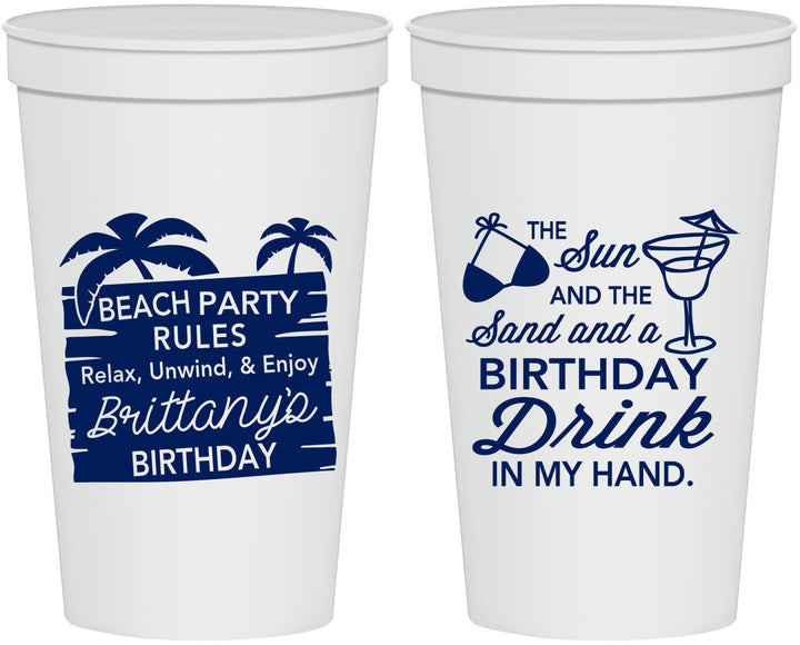 Personalized Birthday 22 oz Stadium Cups - Beach | 20201