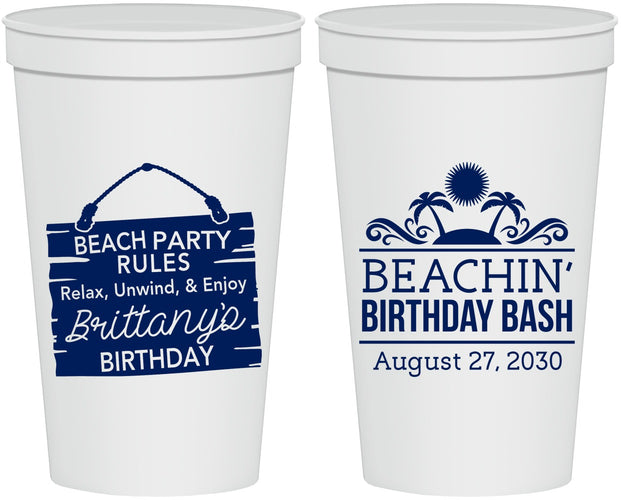 Personalized Birthday 22 oz Stadium Cups - Beach | 20211