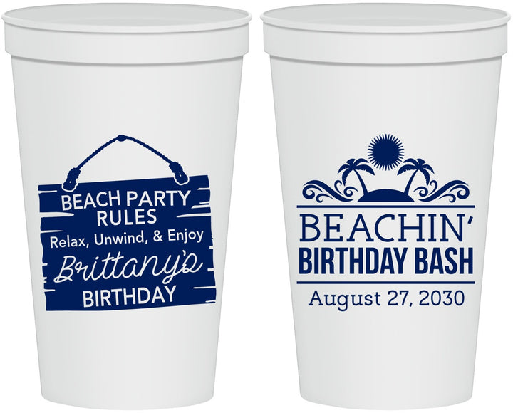 Personalized Birthday 22 oz Stadium Cups - Beach | 20211