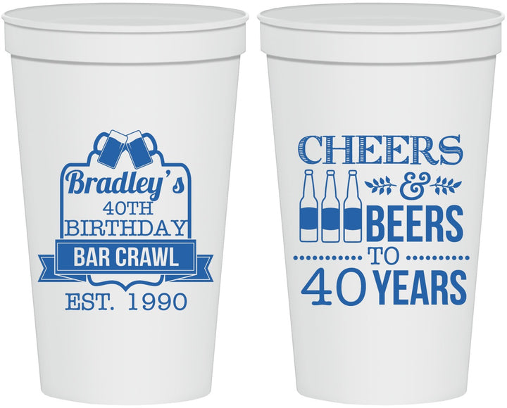Personalized Birthday 22 oz Stadium Cups - Cheers Beers To 40 Years | 20216