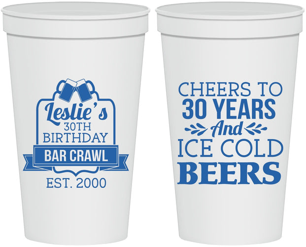 Personalized Birthday 22 oz Stadium Cups - 30th | 20218