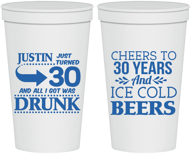 Personalized Birthday 22 oz Stadium Cups - Cheers To 30 Years | 20219