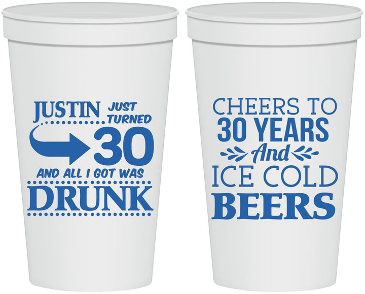 Personalized Birthday 22 oz Stadium Cups - Cheers To 30 Years | 20219