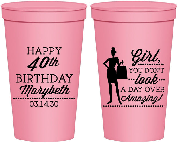 Personalized Birthday 22 oz Stadium Cups - 40th | 20223