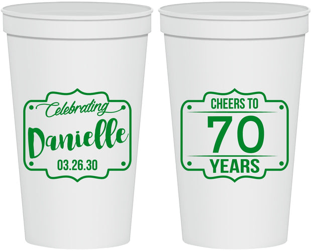 Personalized Birthday 22 oz Stadium Cups - Cheers To 70 Years | 20227