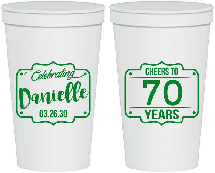Personalized Birthday 22 oz Stadium Cups - Cheers To 70 Years | 20227