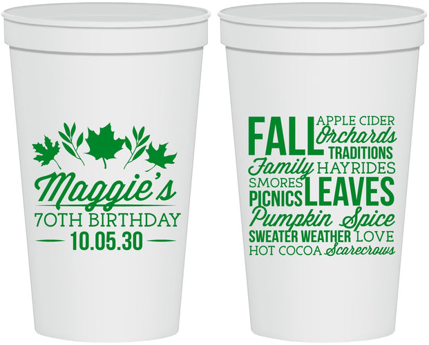 Personalized Birthday 22 oz Stadium Cups - 70th Fall | 20228