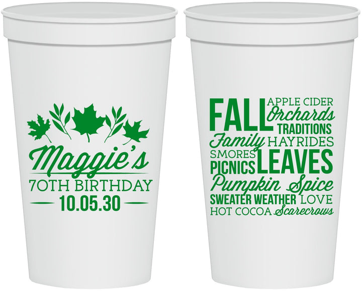 Personalized Birthday 22 oz Stadium Cups - 70th Fall | 20228