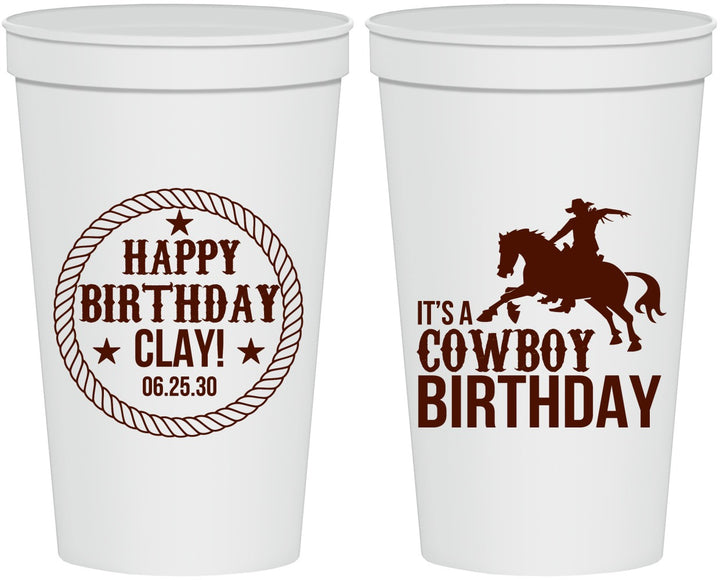 Personalized Birthday 22 oz Stadium Cups - Cowboy | 20229