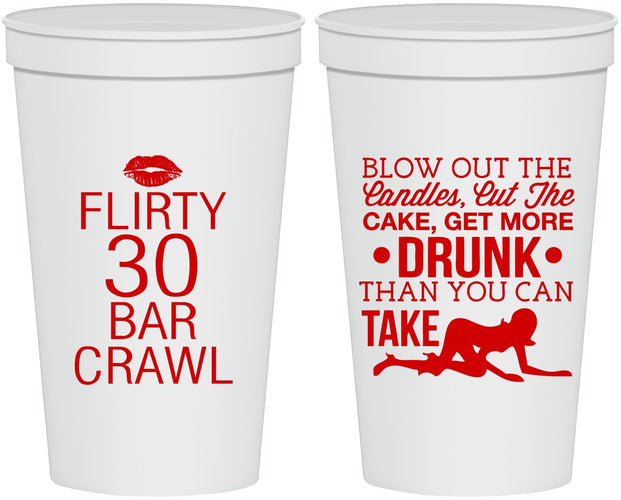 Personalized Birthday 22 oz Stadium Cups - 30th Bar Crawl | 20233