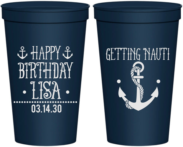 Personalized Birthday 22 oz Stadium Cups - Getting Nauti | 20239
