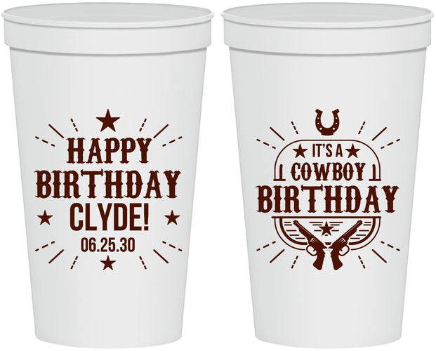 Personalized Birthday 22 oz Stadium Cups - Cowboy | 20244