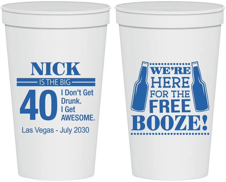 Personalized Birthday 22 oz Stadium Cups - 40th | 20249