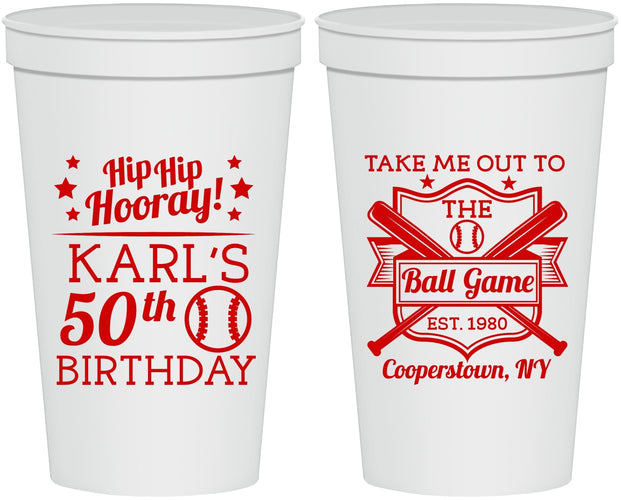 Personalized Birthday 22 oz Stadium Cups - 50th Baseball | 20252