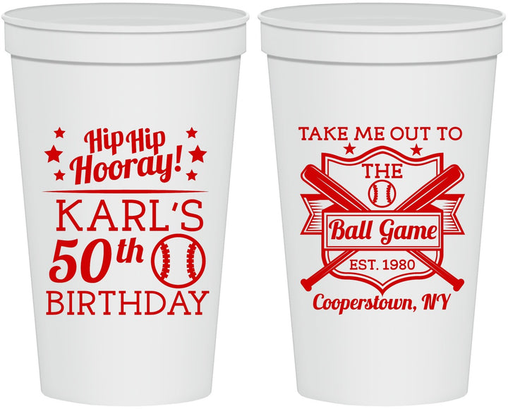 Personalized Birthday 22 oz Stadium Cups - 50th Baseball | 20252
