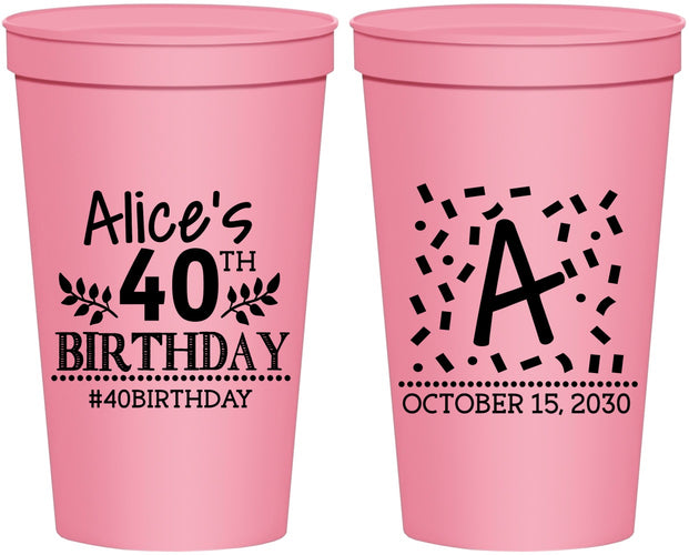 Personalized Birthday 22 oz Stadium Cups - 40th | 20258