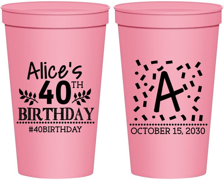 Personalized Birthday 22 oz Stadium Cups - 40th | 20258