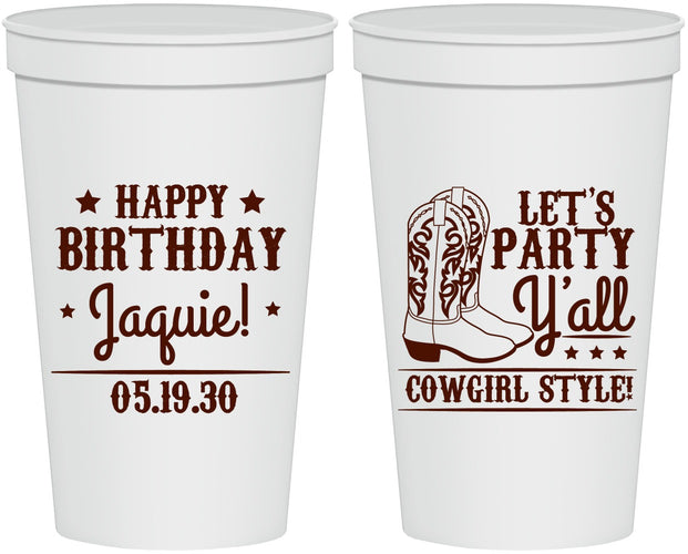 Personalized Birthday 22 oz Stadium Cups - Cowgirl | 20260