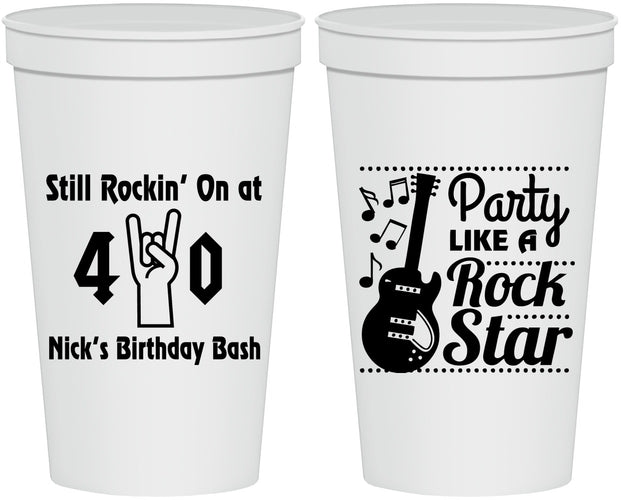 Personalized Birthday 22 oz Stadium Cups - 40th Rock Star | 20266