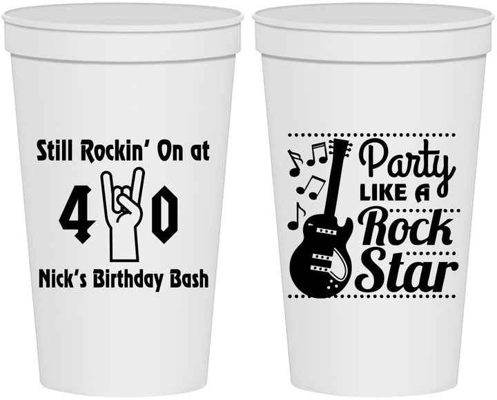 Personalized Birthday 22 oz Stadium Cups - 40th Rock Star | 20266