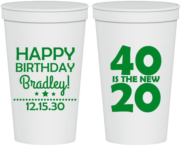 Personalized Birthday 22 oz Stadium Cups - 40 Is The New 20 | 20269