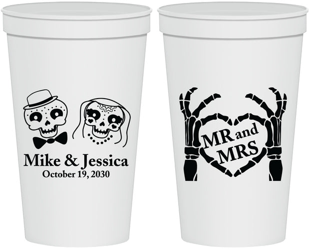 Personalized Wedding 22 oz Stadium Cups - Mr And Mrs Halloween | 206