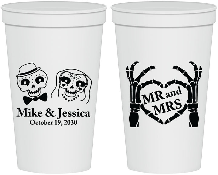 Personalized Wedding 22 oz Stadium Cups - Mr And Mrs Halloween | 206