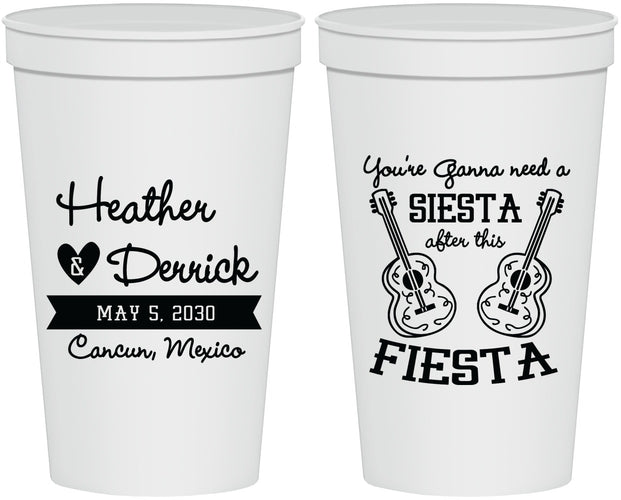 Personalized Wedding 22 oz Stadium Cups - Siesta Fiesta Mexico | 207