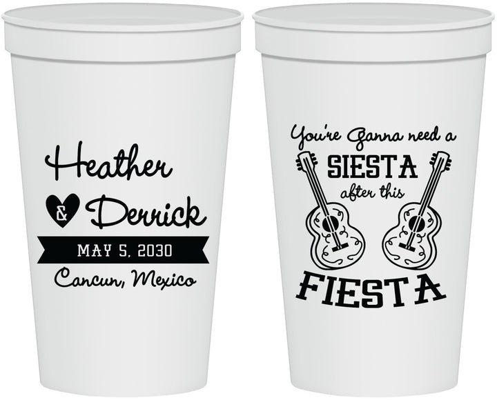 Personalized Wedding 22 oz Stadium Cups - Siesta Fiesta Mexico | 207