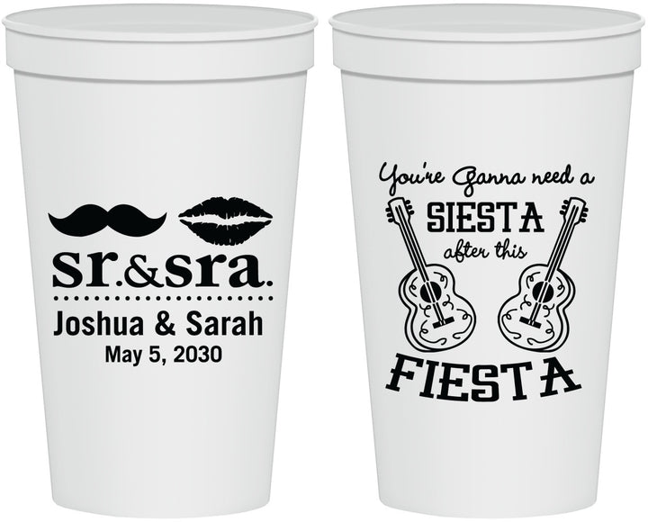 Personalized Wedding 22 oz Stadium Cups - Siesta Fiesta Sr Sra | 208