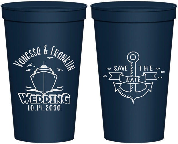 Personalized Wedding 22 oz Stadium Cups - Save The Date Cruise | 209