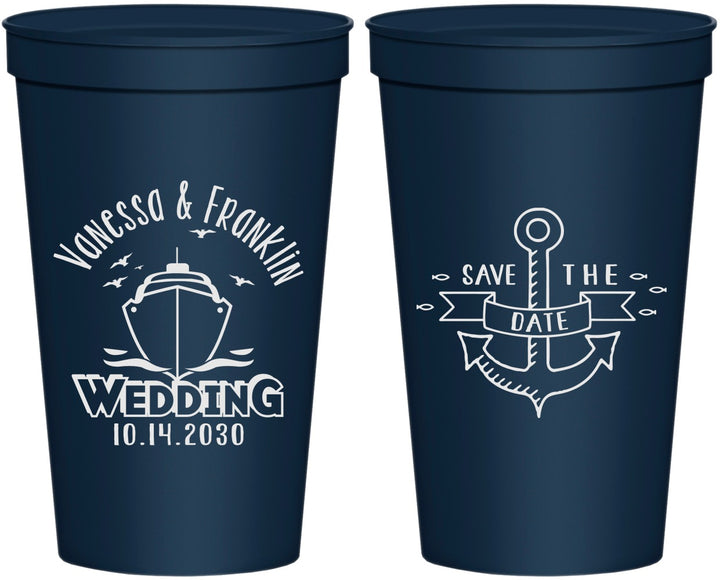 Personalized Wedding 22 oz Stadium Cups - Save The Date Cruise | 209