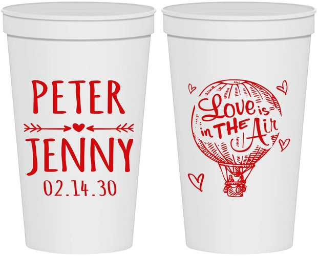 Personalized Wedding 22 oz Stadium Cups - Love In Air Hot Air Balloon | 210