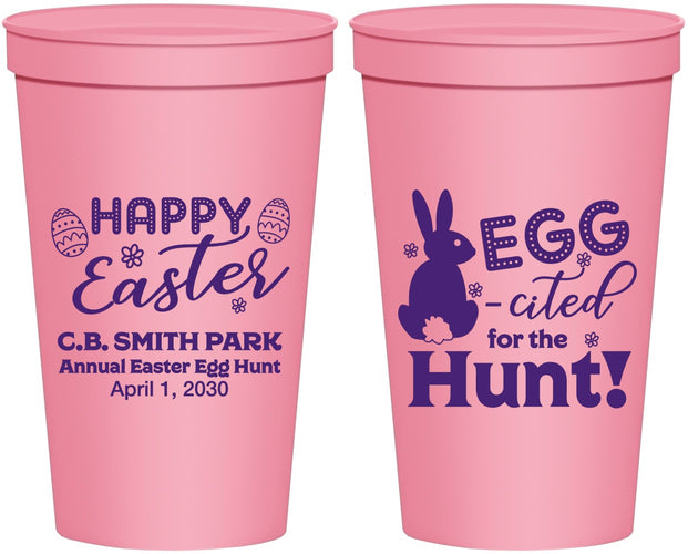 Personalized Easter 22 oz Stadium Cups - Eggcited For Hunt Bunny | 210002