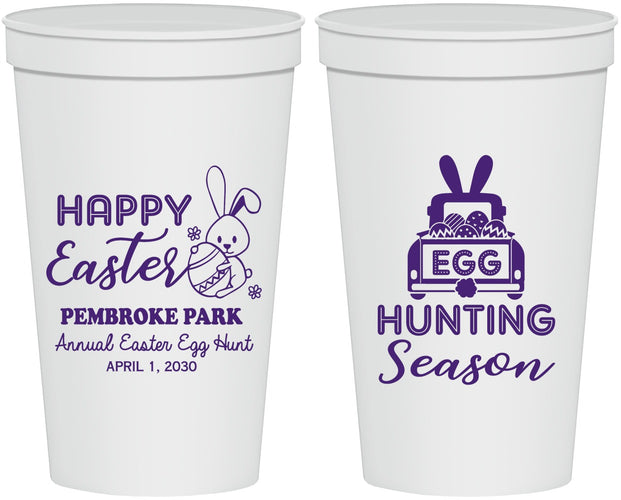 Personalized Easter 22 oz Stadium Cups - Egg Hunting Bunny | 210004