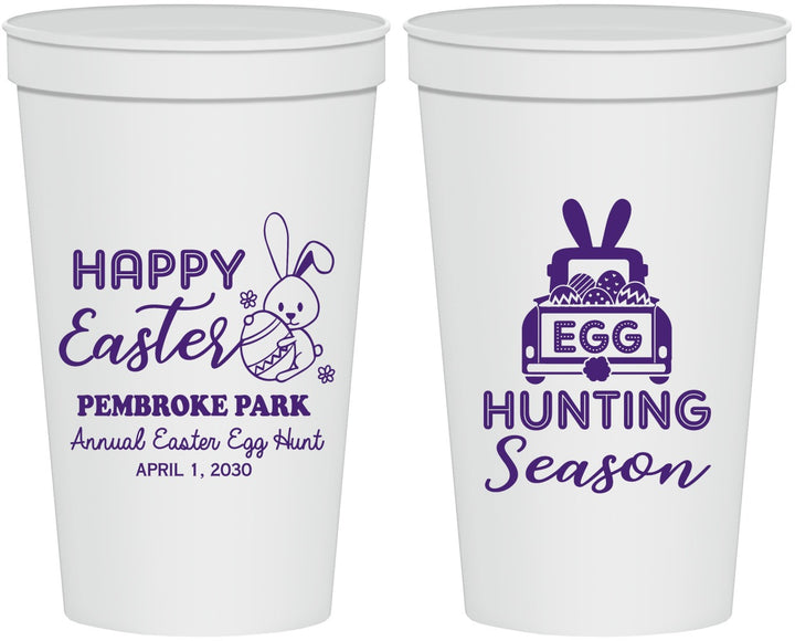 Personalized Easter 22 oz Stadium Cups - Egg Hunting Bunny | 210004