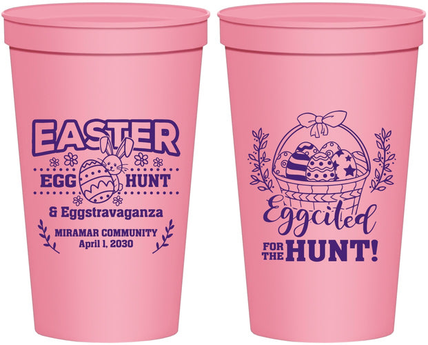 Personalized Easter 22 oz Stadium Cups - Eggcited For Hunt Bunny | 210006