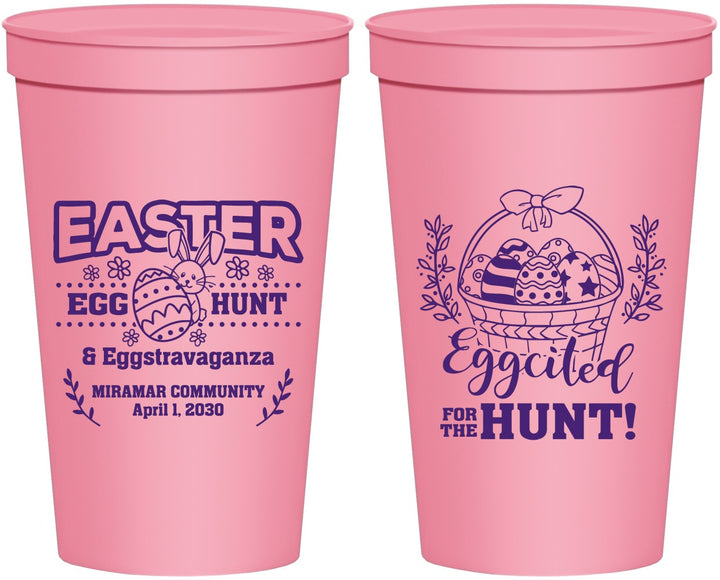 Personalized Easter 22 oz Stadium Cups - Eggcited For Hunt Bunny | 210006